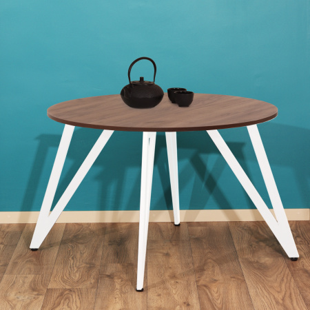 Стол Женева 2 (D1100) 18мм, ЛДСП Дуб табачный крафт / Металлокаркас Белый