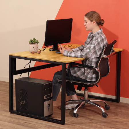 Столешница с вырезом 1300x850x18, ЛДСП Дуб золотой крафт / Металлокаркас Черный