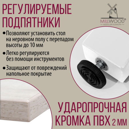 Стол Шанхай (1000х700) 18мм, ЛДСП Дуб белый крафт / Металлокаркас Белый Стол Шанхай (1000х700) 18мм, ЛДСП Дуб белый крафт / Металлокаркас Белый