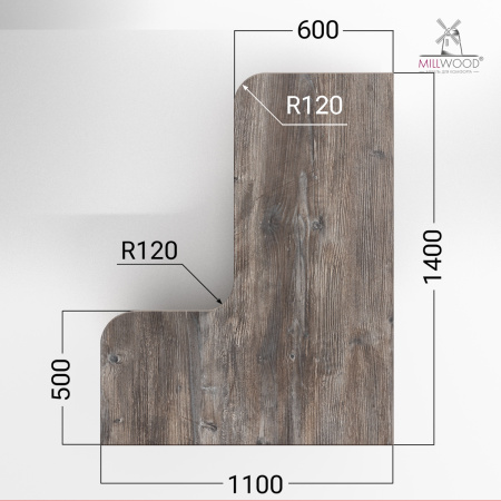 Столешница угловая 1400х1100, ЛДСП Сосна Пасадена
