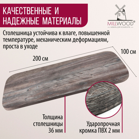 Столешница закругленная 2000х1000х36, ЛДСП Сосна пасадена