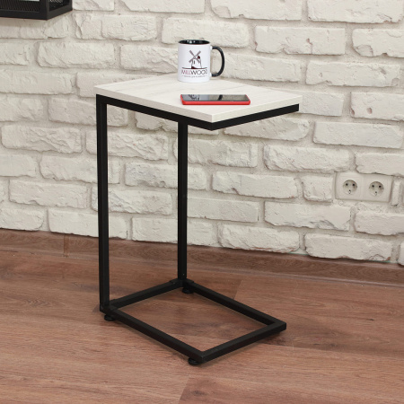 Журнальный стол ART-1.1, ЛДСП Дуб белый крафт / Металлокаркас Черный