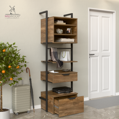 Модульная система хранения Мадрид 625 мм, ЛДСП Дуб табачный крафт \ Металлокаркас Черный