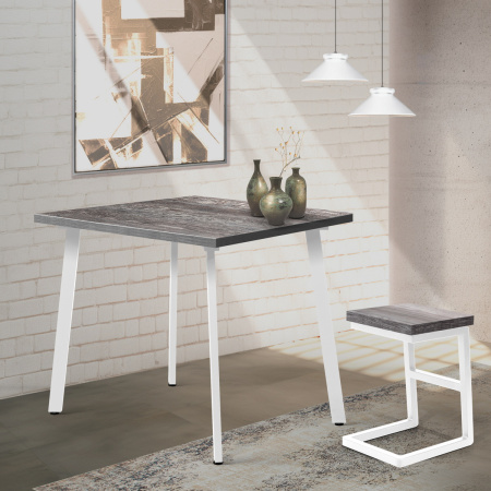 Стол Шанхай (900х900), ЛДСП Сосна пасадена / Металлокаркас Белый