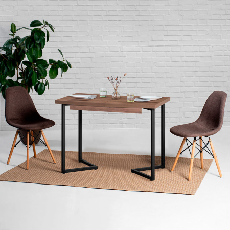 Стол раздвижной Лондон (1100/1500х700), ЛДСП Дуб табачный крафт / Металлокаркас Черный