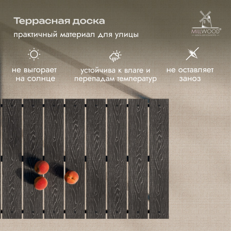 Стол Сеул Террасный (1400x800),  Заборная доска Серая \ Металлокаркас Черный