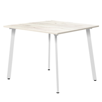 Стол Шанхай (1000х1000) 18мм, ЛДСП Дуб белый крафт / Металлокаркас Белый