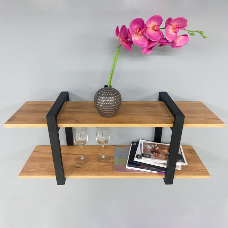 Полка настенная 1000х300х400, ЛДСП Дуб золотой крафт / Металлокаркас Графит