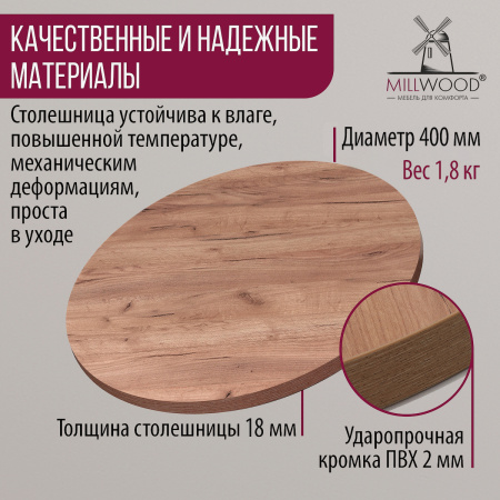 Столешница D400х18, ЛДСП Дуб табачный крафт