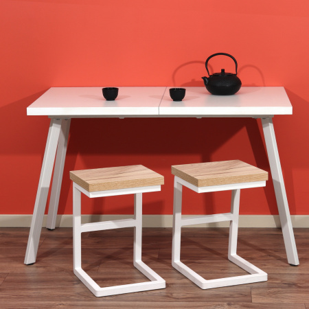 Табурет Арне 2, ЛДСП Дуб золотой крафт / Металлокаркас Белый