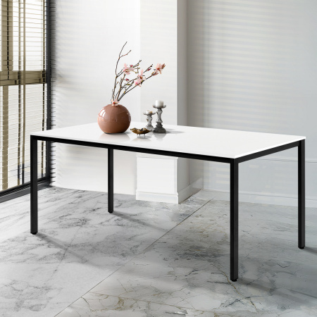 Стол Сеул (1600х800), ЛДСП Белый / Металлокаркас Черный Стол Сеул (1600х800), ЛДСП Белый / Металлокаркас Черный