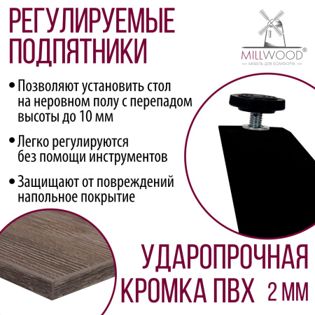 Стол Женева (1000х700) 18мм, ЛДСП Сосна пасадена / Металлокаркас Черный