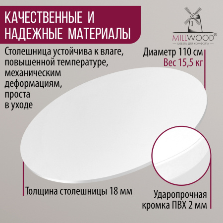 Столешница D1100х18, ЛДСП Белый