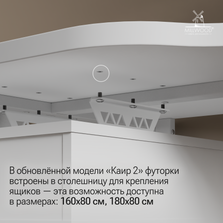 Ящики подвесные для стола 1 шт, ЛДСП Белый \ Металлокаркас Белый