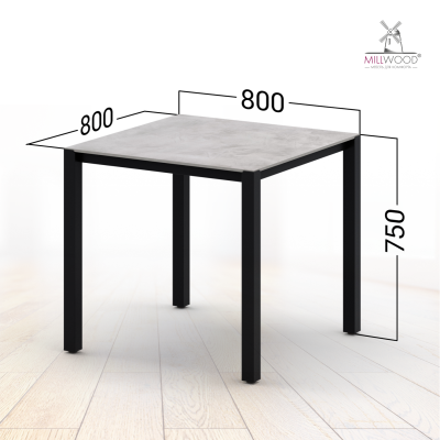 Стол Сеул Керамогранит (800х800), Керамогранит Серый Камень \ Металлокаркас Черный