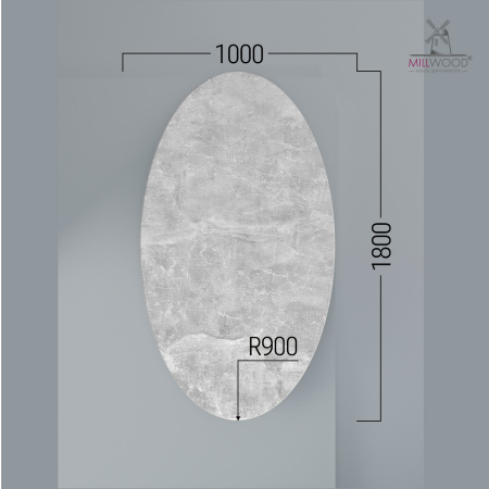 Столешница овальная 1800х1000х36, ЛДСП Бетон