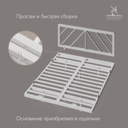 Изголовье для кровати Афина 1800 (180х62 см), Металлокаркас Белый