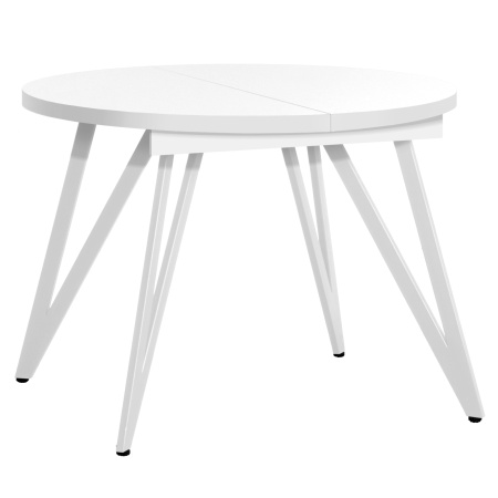 Стол раздвижной Женева 3 (D1100/1500х1100), ЛДСП Белый / Металлокаркас Белый