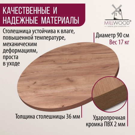 Столешница D900х36, ЛДСП Дуб табачный крафт Столешница D900х36, ЛДСП Дуб табачный крафт