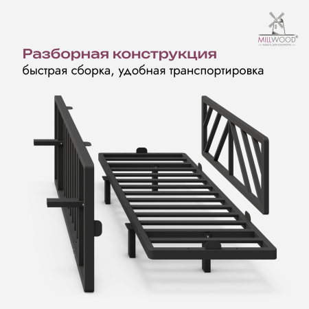 Кровать двуспальная Афина с RGB-подсветкой С изголовьем (2000х1600), Металлокаркас Черный 