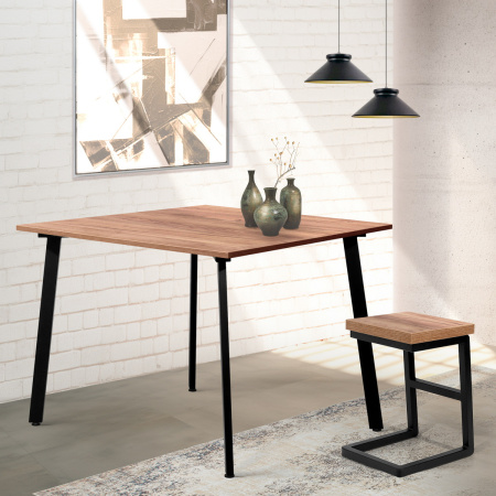 Стол Шанхай (1100х1100) 18мм, ЛДСП Дуб табачный крафт / Металлокаркас Графит