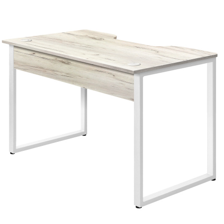 Стол Гонконг с вырезом (1200х700), ЛДСП Дуб белый крафт / Металлокаркас Белый