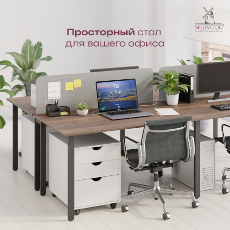 Стол Толедо (1300/2600х800), ЛДСП Дуб табачный крафт \ Металлокаркас Черный