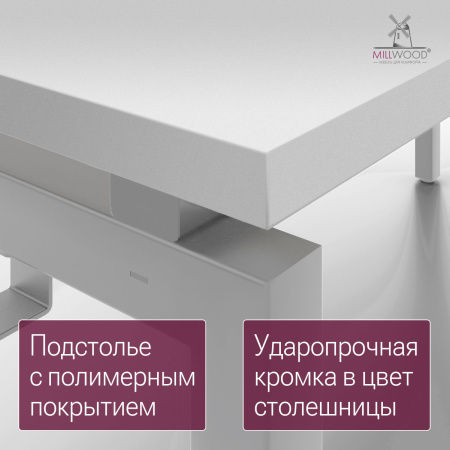 Стол Будапешт (1800х800), ЛДСП Белый \ Металлокаркас Белый
