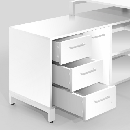 Стол руководителя Олесунн 2 с тумбой левой, ЛДСП Белый / Металлокаркас Белый Стол руководителя Олесунн 2 с тумбой левой, ЛДСП Белый / Металлокаркас Белый