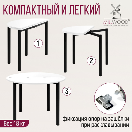 Стол-консоль Далис 2, ЛДСП Белый / Металлокаркас Черный