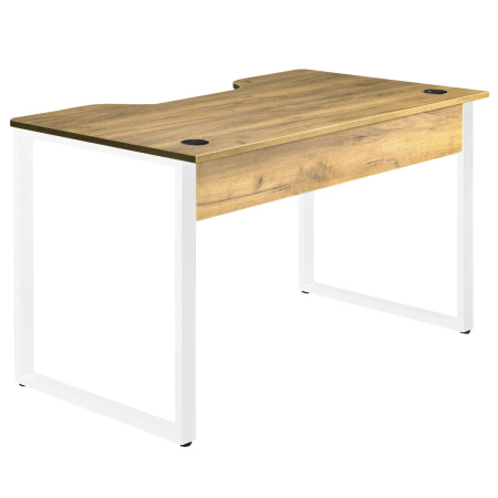 Стол Гонконг с вырезом (1200х700) 18 мм, ЛДСП Дуб золотой крафт / Металлокаркас Белый
