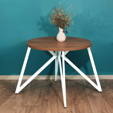 Стол Женева (D900), ЛДСП Дуб табачный крафт / Металлокаркас Белый