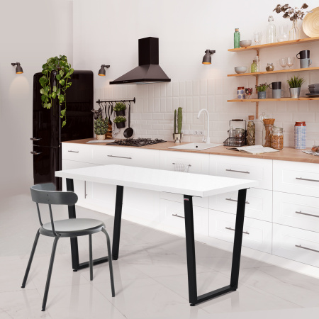 Стол Уэльс (1300х650) 36мм, ЛДСП Белый / Металлокаркас Черный