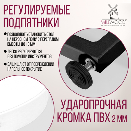 Стол раздвижной Лондон (D1100), ЛДСП Белый / Металлокаркас Черный Стол раздвижной Лондон (D1100), ЛДСП Белый / Металлокаркас Черный