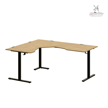 Стол угловой Турин 1500х1800 Дуб золотой крафт / Металлокаркас Черный