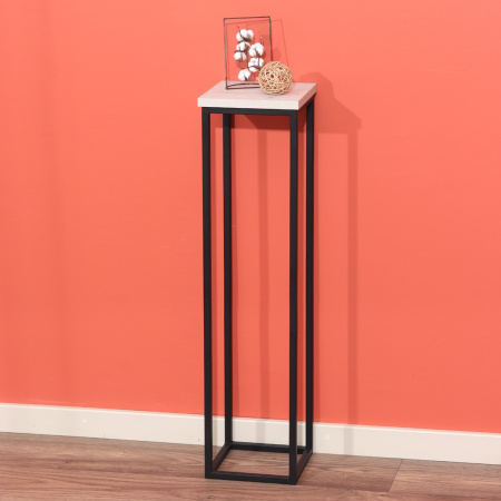 Подставка декоративная 210x210x900, ЛДСП Дуб белый крафт / Металлокаркас Черный