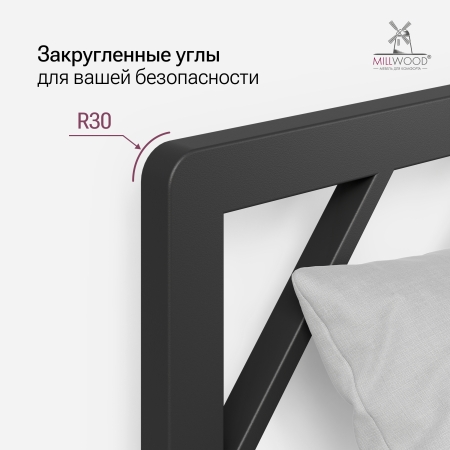 Изголовье для кровати Афина 1600 (160х62 см), Металлокаркас Черный