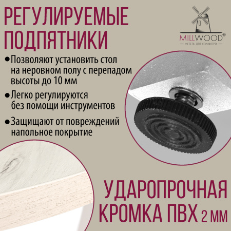 Стол раздвижной Женева 3 (D1000/1400х1000), ЛДСП Дуб белый крафт / Металлокаркас Белый Стол раздвижной Женева 3 (D1000/1400х1000), ЛДСП Дуб белый крафт / Металлокаркас Белый