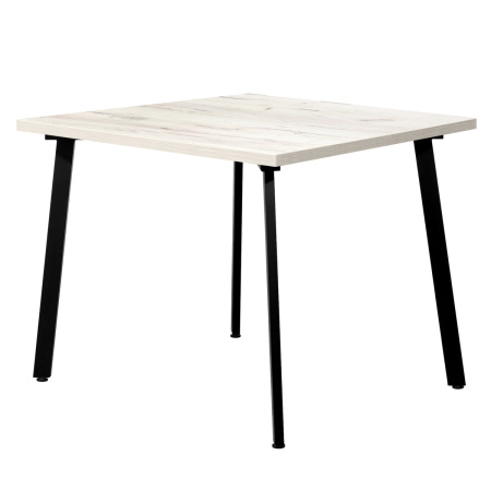 Стол Шанхай (1000х1000), ЛДСП Дуб белый крафт / Металлокаркас Черный