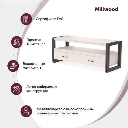 Тумба Лофт TVS-1, ЛДСП Дуб белый крафт / Металлокаркас Черный Тумба Лофт TVS-1, ЛДСП Дуб белый крафт / Металлокаркас Черный