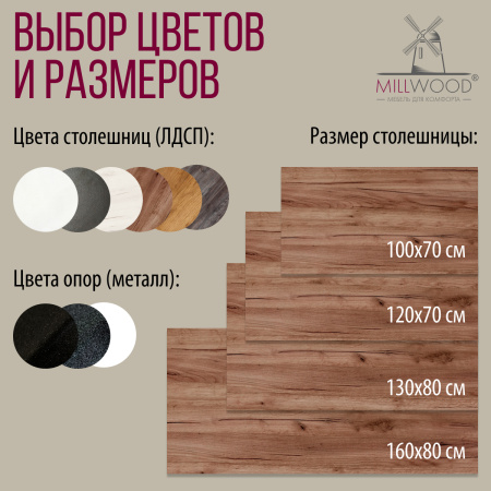 Стол Женева (1600х800) 18мм, ЛДСП Дуб табачный крафт / Металлокаркас Графит