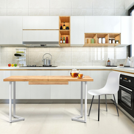 Стол раздвижной Лондон (1200/1600х800), ЛДСП Дуб золотой крафт / Металлокаркас Белый