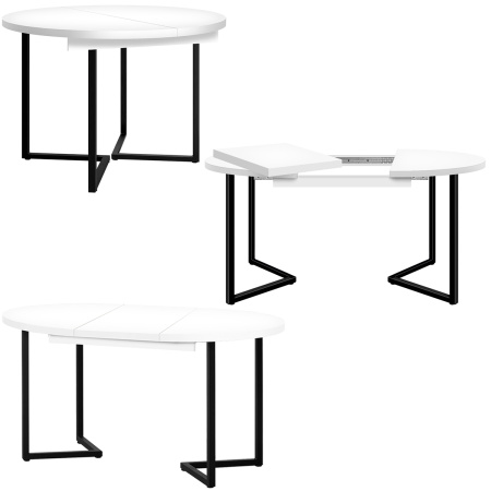 Стол раздвижной Лондон (D1000), ЛДСП Белый / Металлокаркас Графит