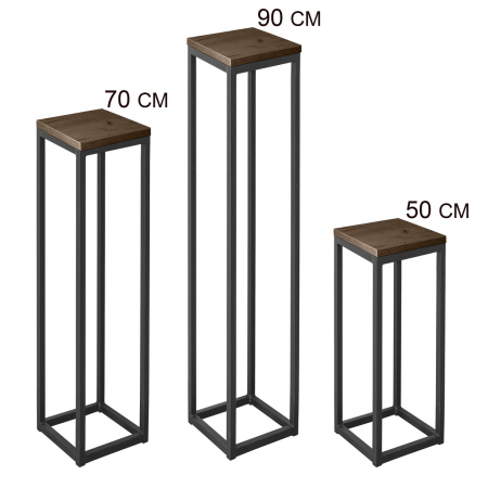 Подставка декоративная 210x210x700, ЛДСП Дуб табачный крафт / Металлокаркас Графит