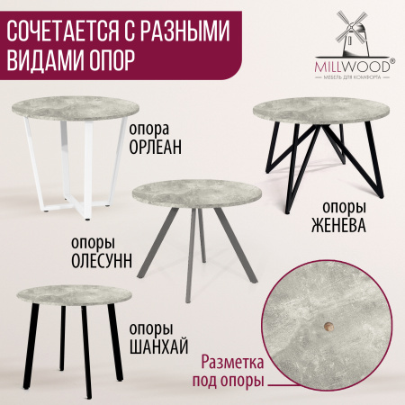 Столешница D1000х36, ЛДСП Бетон