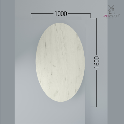 Столешница овальная 1600х1000х36, ЛДСП Дуб белый крафт Столешница овальная 1600х1000х36, ЛДСП Дуб белый крафт