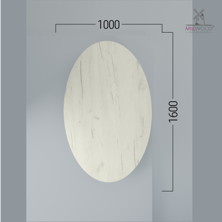 Столешница овальная 1600х1000х36, ЛДСП Дуб белый крафт Столешница овальная 1600х1000х36, ЛДСП Дуб белый крафт