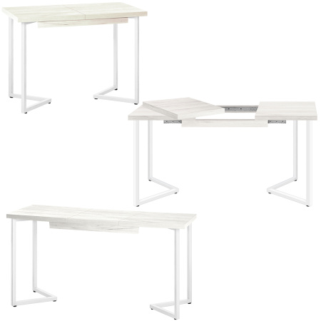 Стол раздвижной Лондон (1000/1400х600), ЛДСП Дуб белый крафт / Металлокаркас Белый