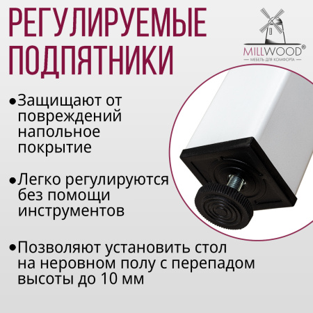 Опора для стола Сеул 1800х800, Металлокаркас Белый