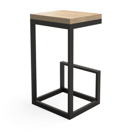 Стул барный Ярдс, ЛДСП Дуб золотой крафт / Металлокаркас Черный